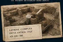 Archival photograph of a latrine excavation
